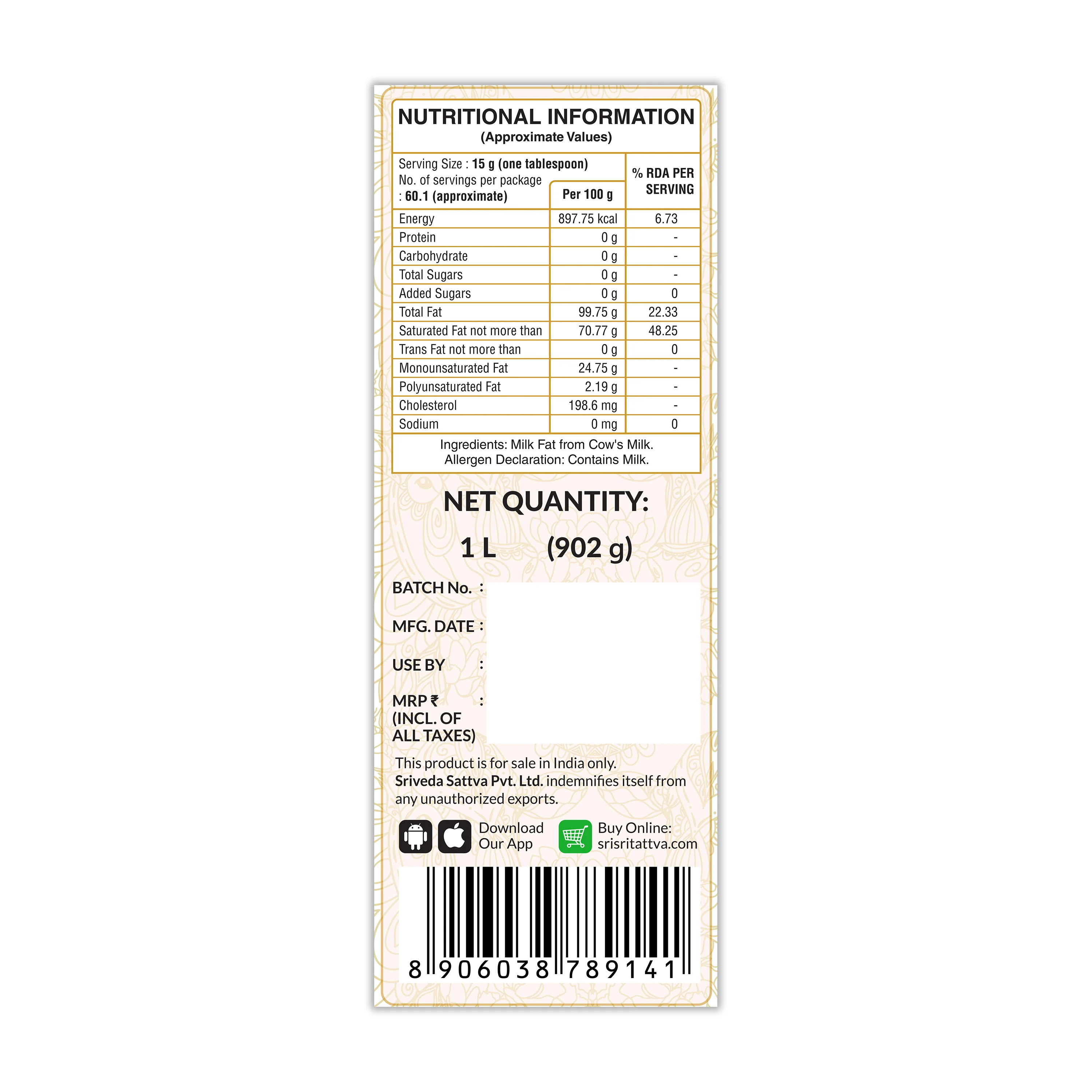 Cow’s Premium Ghee, 1 L - Image 7