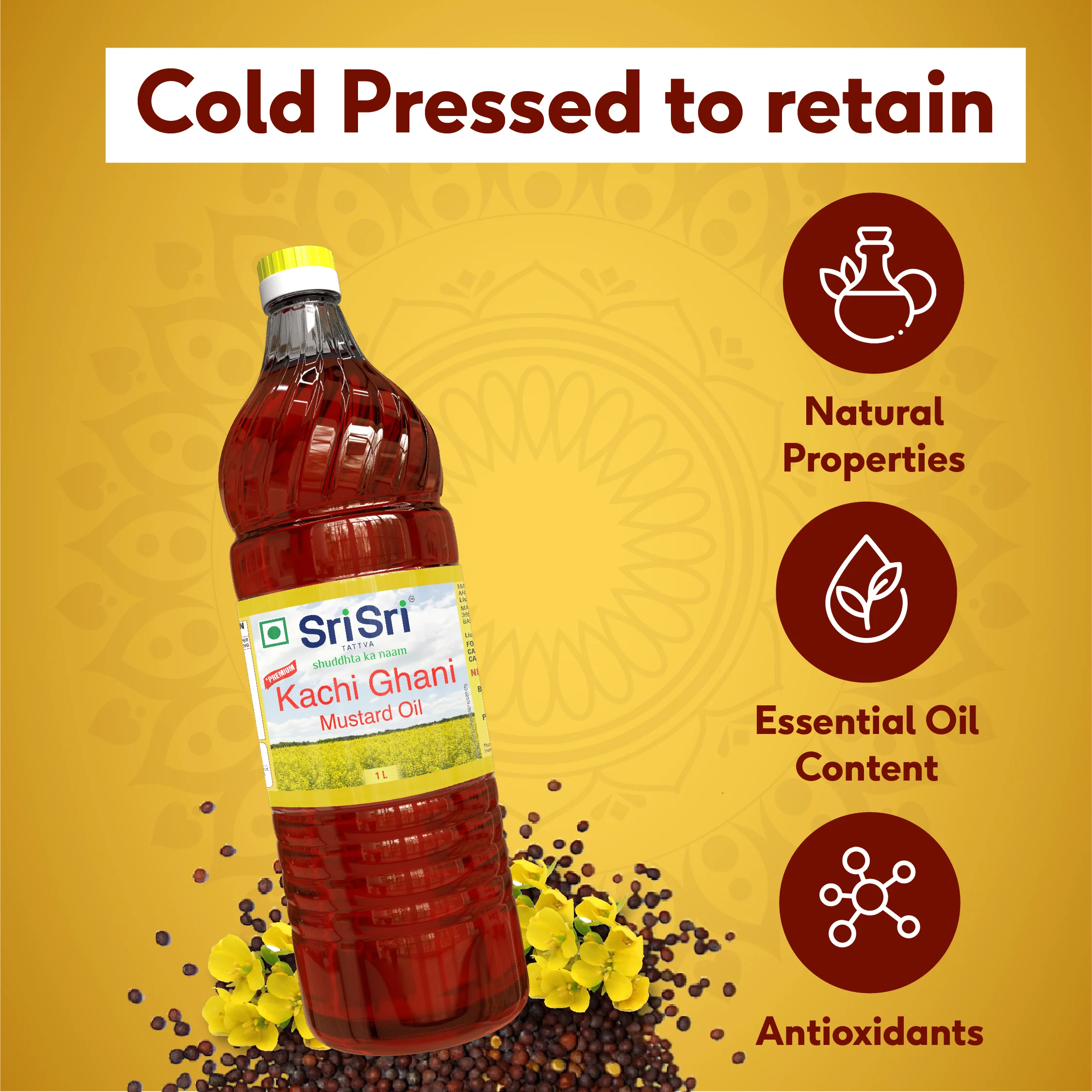 Premium Kachi Ghani Mustard Oil Bottle, 1 L - Image 3